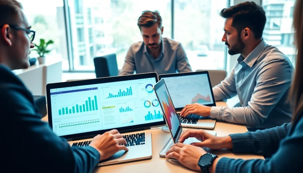 Analyze marketing strategies on https://eztips.com in a modern office environment.