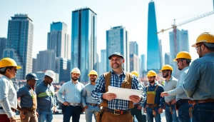 New York General Contractor managing a busy construction site in New York City.