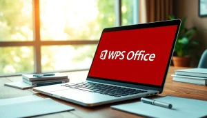 Experience enhanced productivity with WPS office下载 on a sleek laptop in a bright workspace.