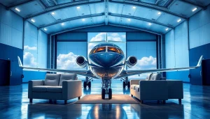 Explore https://flymarquis.com, showcasing a luxurious private jet in a modern hangar.
