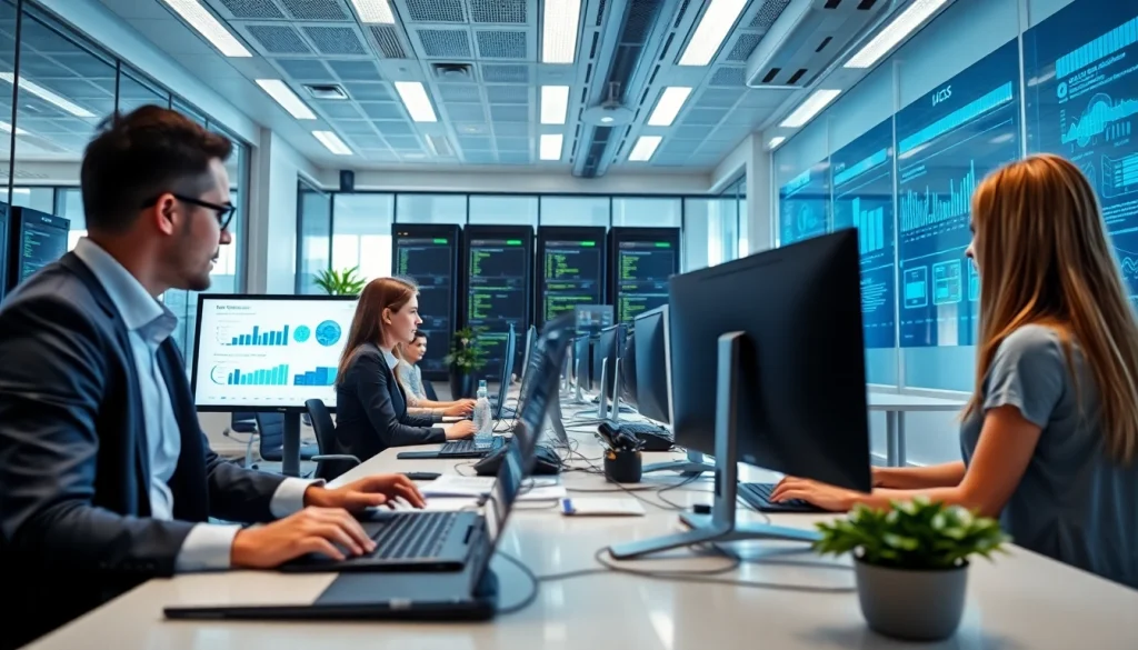 Dynamic office scene at HERO Managed Services showcasing advanced IT solutions and teamwork.