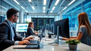 Dynamic office scene at HERO Managed Services showcasing advanced IT solutions and teamwork.