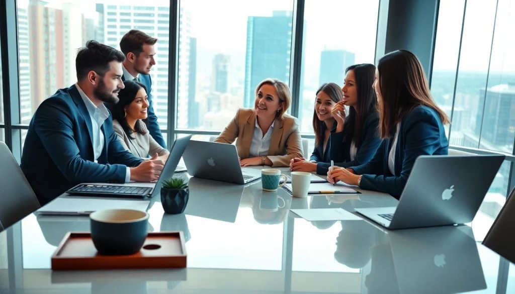 Quickplus Business Consultants team collaborating in a modern office setting filled with energy and creativity.