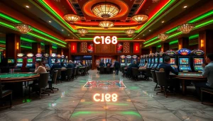 Players enjoying high-stakes poker at a casino table, showcasing the excitement of gambling at https://c168.design/.
