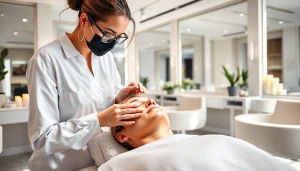 Salon de beauté Casablanca offrant des soins faciaux relaxants par un thérapeute professionnel.