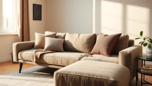 Experience comfort with this elegant sofa bed featuring a detailed texture and cozy surrounding.