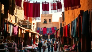 Experience morocco travel through vibrant market scenes filled with colorful textiles and local artisans.