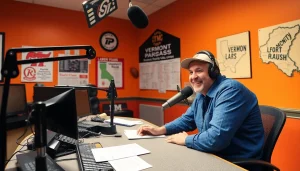 Listen to local updates at https://www.westcentralsbest.com featuring a sports director in action.