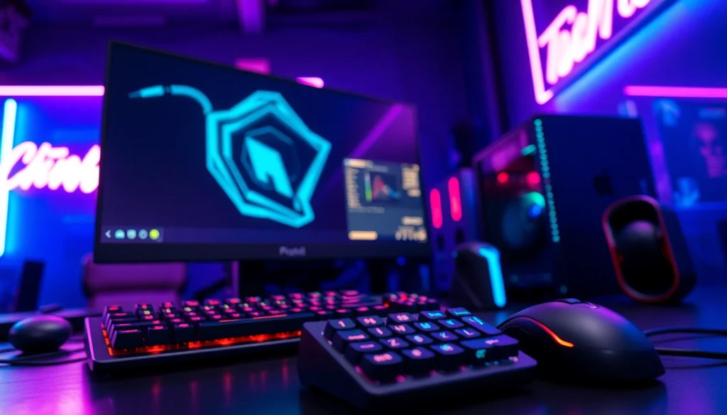 Engaging gaming setup showcasing https://mega888tm.club vibrant colors and technology.