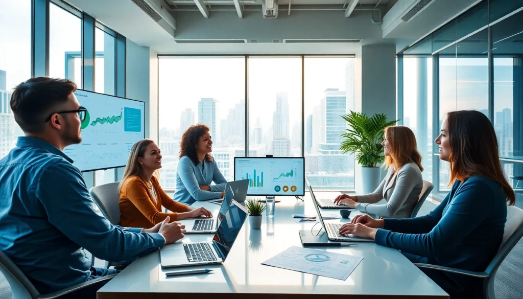 Analyseren van gegevens met https://enqueteplein.nl door een team in een moderne kantooromgeving.