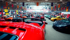 Visitors admire stunning vehicles at the lively Auto Cars Show with dynamic displays.