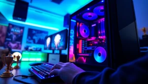 Engaging view of 雷电模拟器官网 interface on a high-end gaming setup.