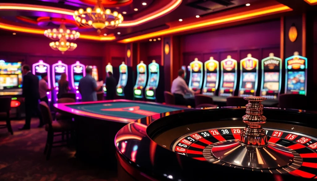 Players enjoying the thrill of betting on "S 8" at a roulette table in a glamorous casino setting.