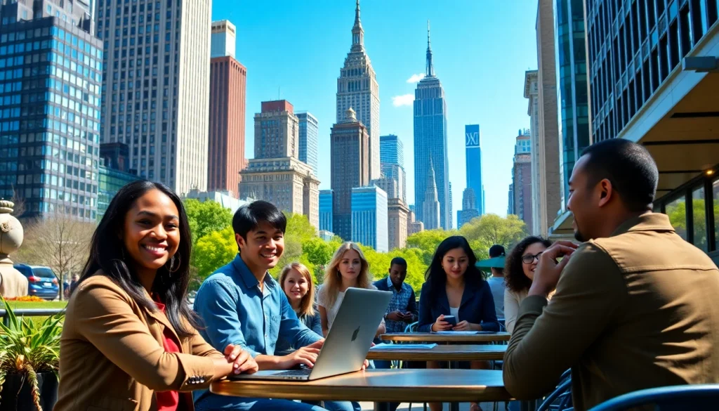 Engaged job seekers in New York City, reflecting the thriving jobs new york market.