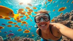 Snorkeler enjoying aquatic adventures at https://egypt-snorkeling.com amidst vibrant marine life.