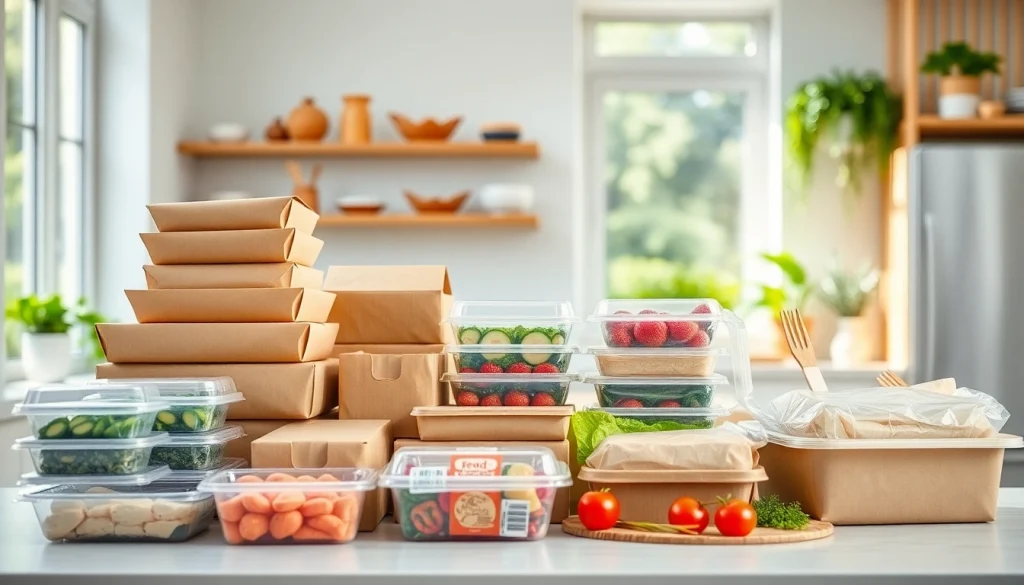 Showcasing eco-friendly food packaging Sydney options in a bright kitchen space.