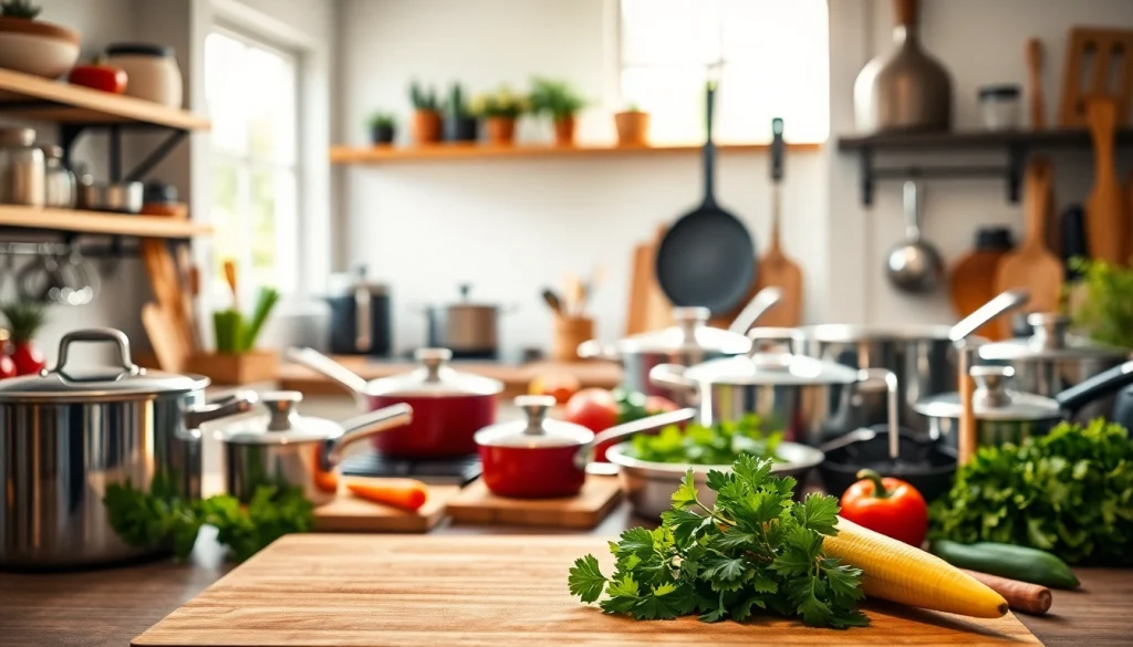 Showcase quality kitchenware NZ in a modern kitchen with fresh ingredients.