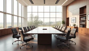 View of the modern law office interior at http://www.jacobsonpilaw.com featuring a bright conference room.