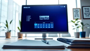 Showcase of the sogou输入法 interface on a modern computer setup, emphasizing productivity in a workspace.