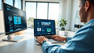 Fulfill unlimited wordpress tasks with a professional web developer in a modern office.