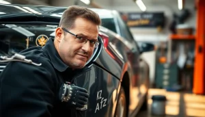 Gutachter Auto Aachen prüft sorgfältig einen Schaden an einem Fahrzeug.