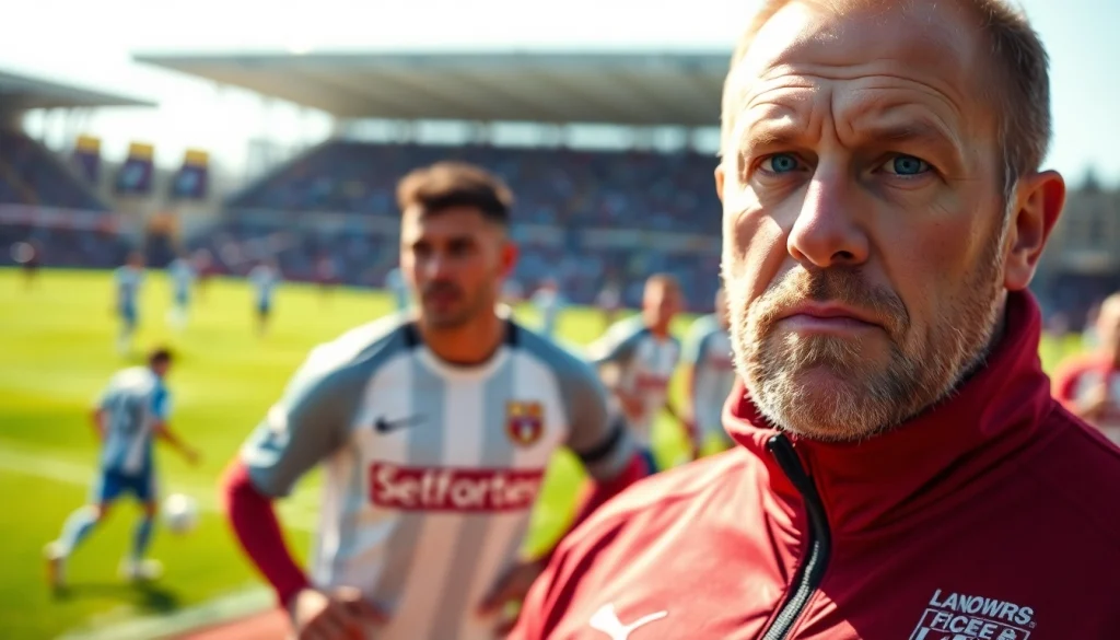 Sean Dyche leading in a football setting at https://diknews.co.uk/sean-dyche/ showcasing leadership and energy.