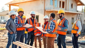 Find good builders near me collaborating on a construction project.