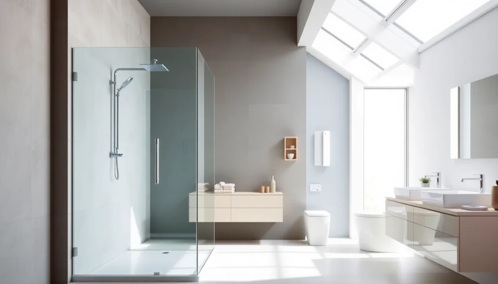 Sonni sanitär GmbH präsentiert beeindruckende Badezimmerdesigns mit modernen Duschabtrennungen und eleganten Möbeln.