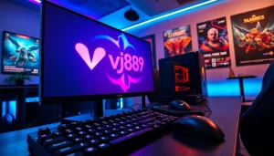Engage in gaming with the vibrant vj88 gaming setup featuring high-tech equipment.