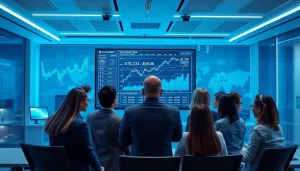 Rocktoken.com showcases a professional cryptocurrency trading environment with diverse experts discussing strategy.