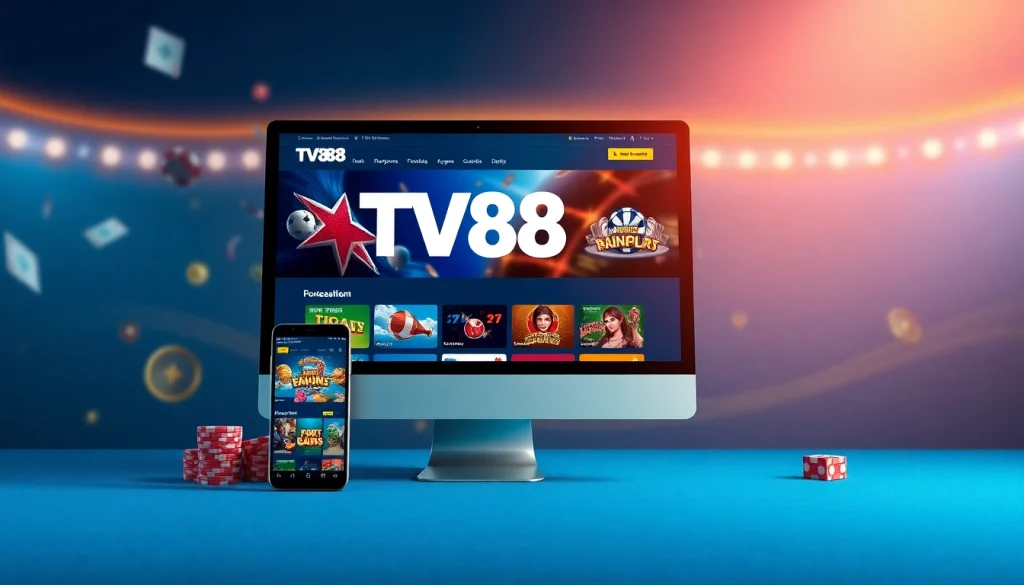 TV88 online casino homepage showcasing user-friendly design and diverse gaming options.