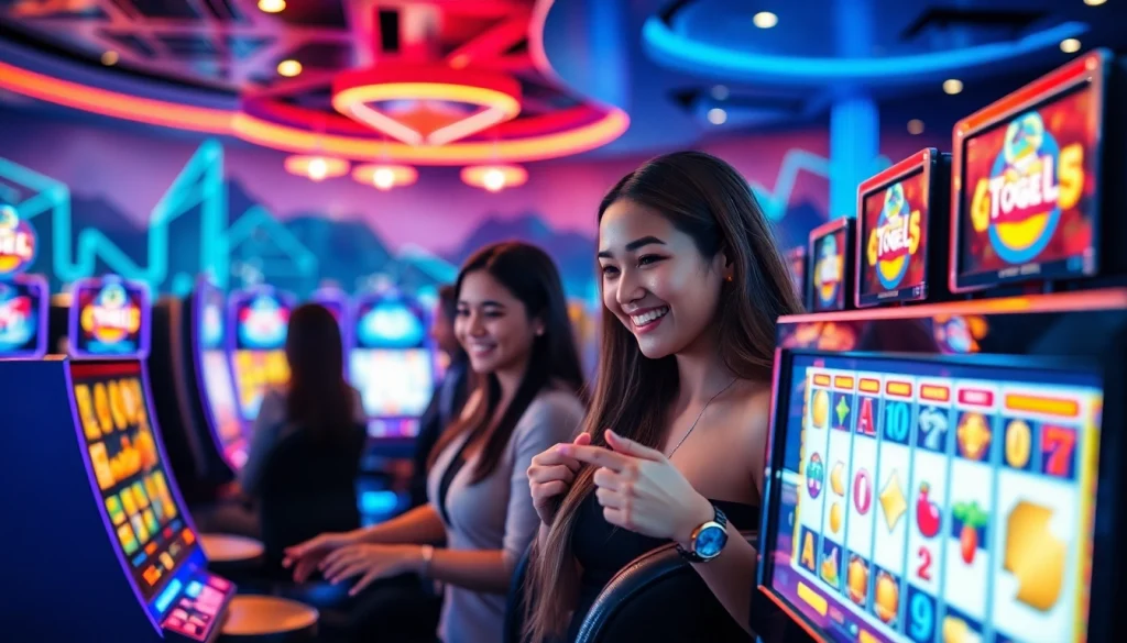 Permainan komengtoto menarik dengan antarmuka digital yang ceria dan pemain terlibat.