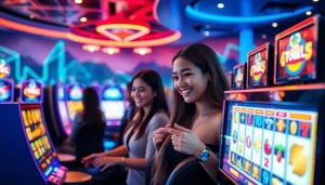 Permainan komengtoto menarik dengan antarmuka digital yang ceria dan pemain terlibat.