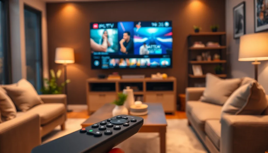 Visualización de mejor iptv españa en un salón acogedor con un televisor de alta definición.
