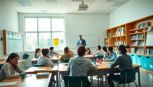 Engaged students collaborating in an Education-focused classroom setting.