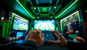 Engaging sports betting platform showcasing mm88 with vibrant lighting and digital sports events.