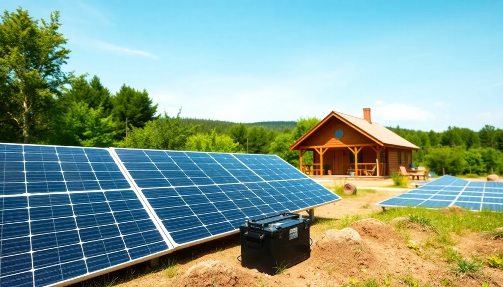 Off grid solar system installation in a natural setting showcasing energy independence.