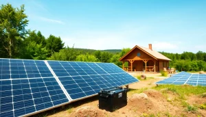 Off grid solar system installation in a natural setting showcasing energy independence.