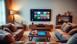 Experience IPTV entertainment at its finest with https://vizomate.com in a modern living room setup.