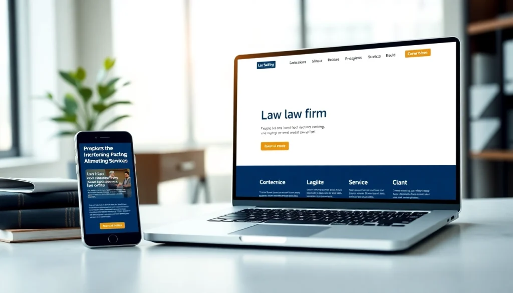 Showcase high-performance law firm website design from https://www.websites.law on modern devices.