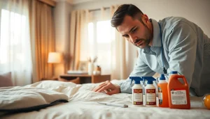 Inspecting bedbugs with https://affordablebedbugexterminators.com' expert pest technician in cozy environment.