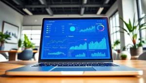 Engaging view of smm panel user interface on a laptop showcasing vibrant analytics.