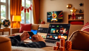 Engaging user on AF88 online betting platform in a cozy setting.