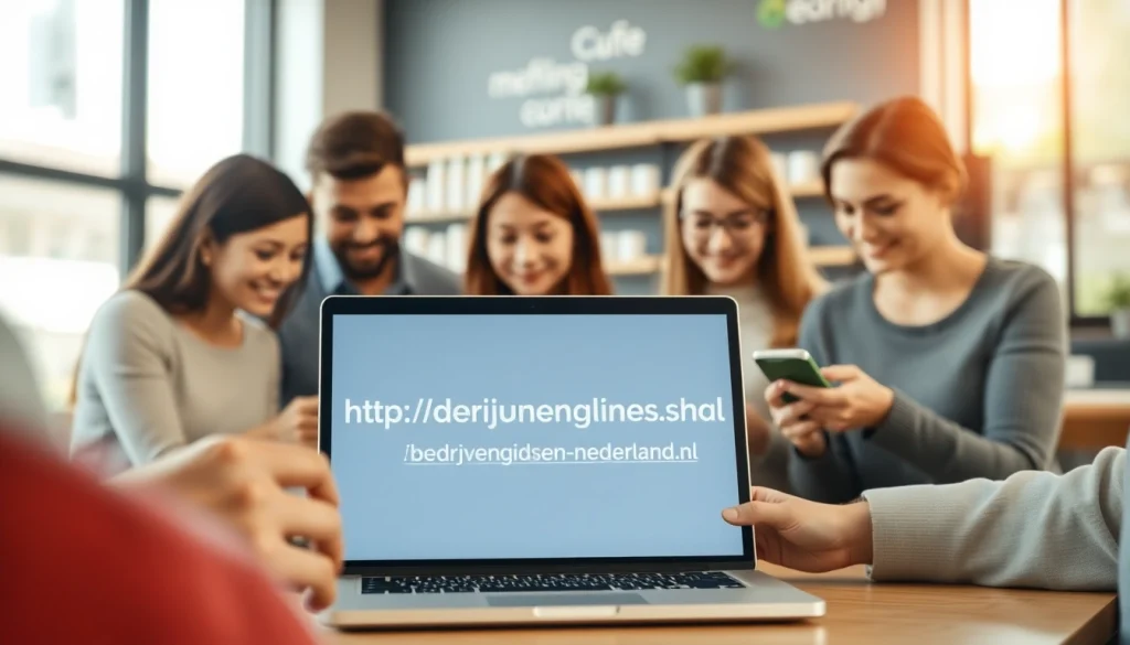 Bezoekers gebruiken https://bedrijvengidsen-nederland.nl op een moderne werkplek met digitale apparaten.