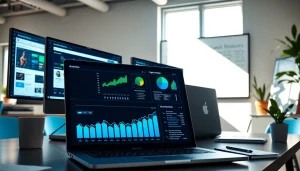 Analyze visitor engagement metrics and marketing strategies at https://uu88.how/ in a bright office.