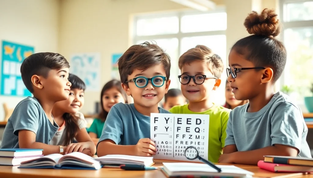 Children engaged in Our Children's Vision activities in a lively classroom setting.