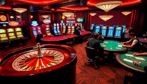 Experience the thrill of betting at https://c168.info/, with vibrant casino tables and roulette action.