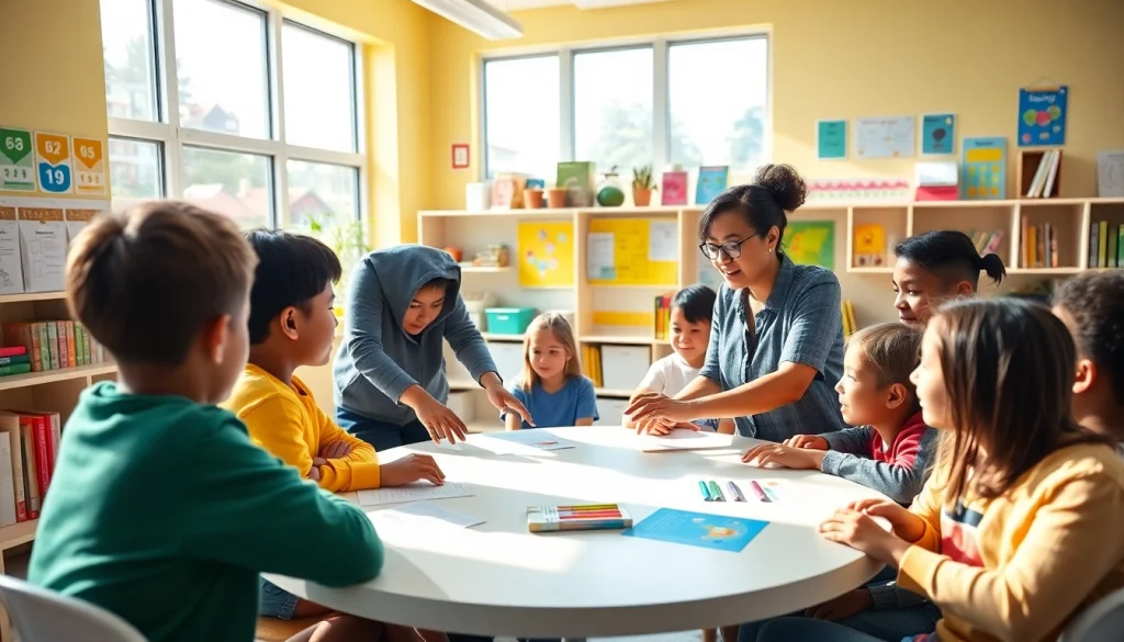 Engaging students in collaborative Education activities in a vibrant classroom setting.