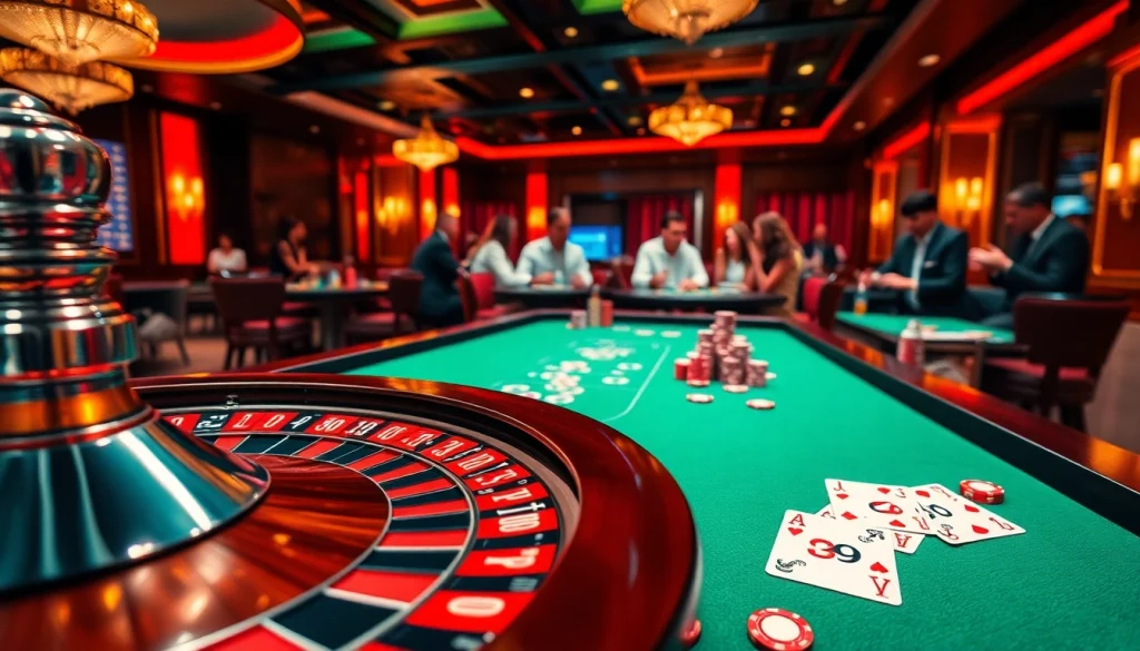 Experience the excitement of xx88.com with players enjoying roulette and poker in a vibrant casino.