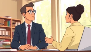 Consulting about workers' compensation at https://www.steinhardtlawfirm.com with a lawyer and a client.